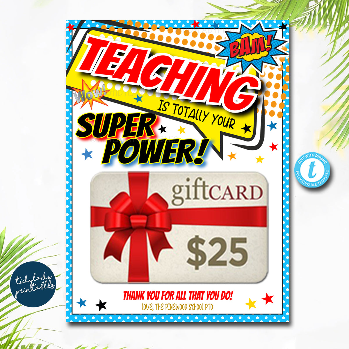 Superhero Theme Teacher Appreciation Week Gift Card Holder — TidyLady ...