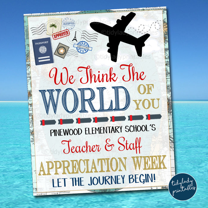 World Travel Map Theme Teacher Appreciation Week Welcome Sign