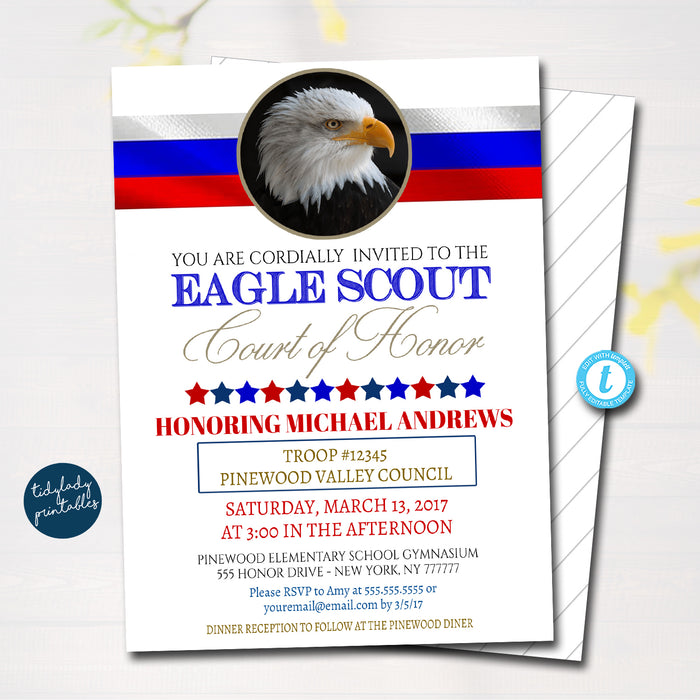 Eagle Scout Court of Honor Invitation, Boy Scout Invitation, DIY  Invite, Court of Honor Announcement, Eagle Scout Printable